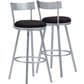 HomeRoots 38" x 38" x 86" Silver Black Metal Foam MicroSuede Barstool 2pcs