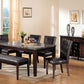 HomeRoots 38' x 64' x 31' Black Marble Walnut Wood Dining Table