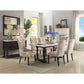 HomeRoots 38" x 72" x 31" Wood Dining Table in White Marble and Weathered Espresso Finish