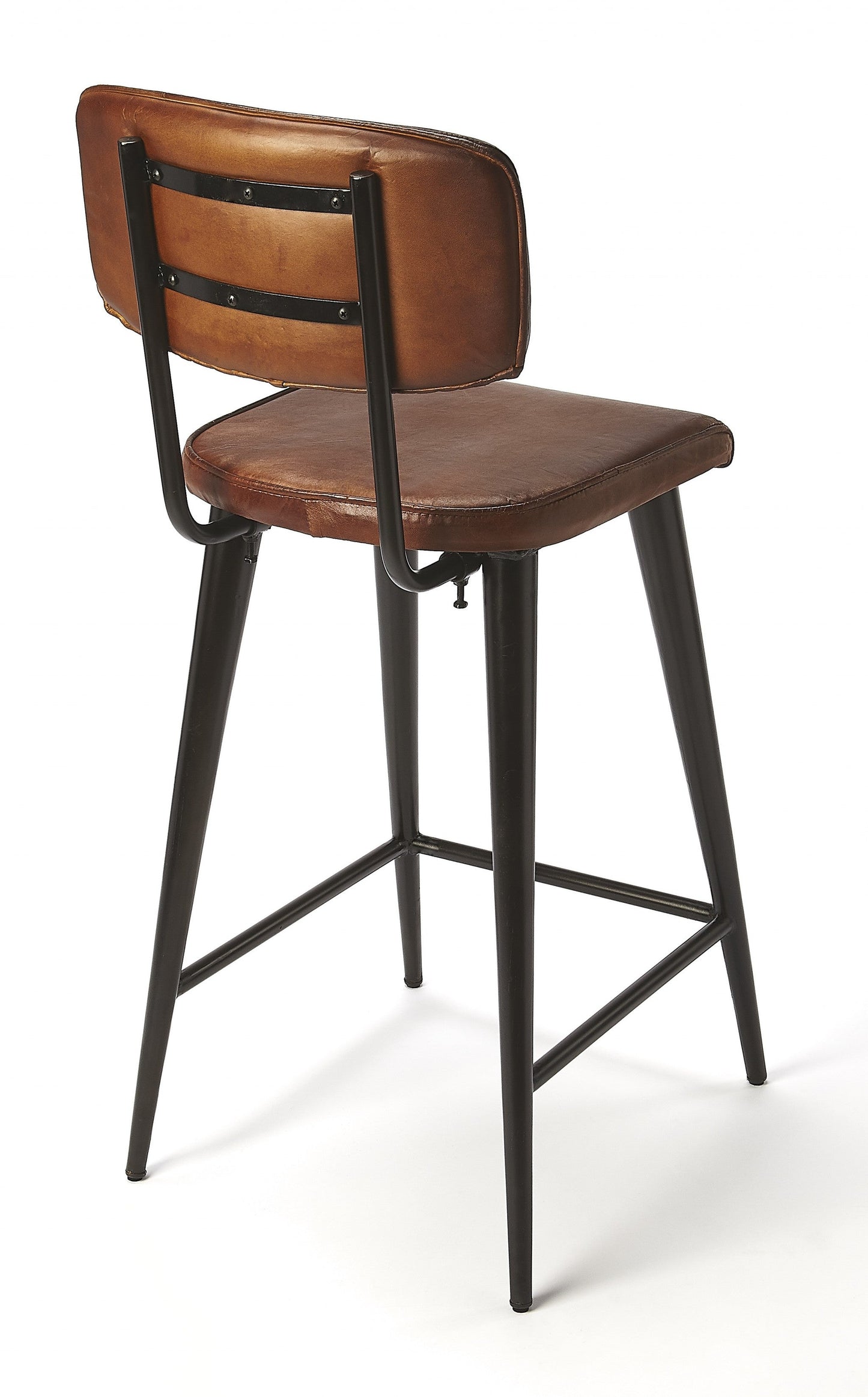 HomeRoots 39" Bar Chair With Footrest in Brown and Black Finish
