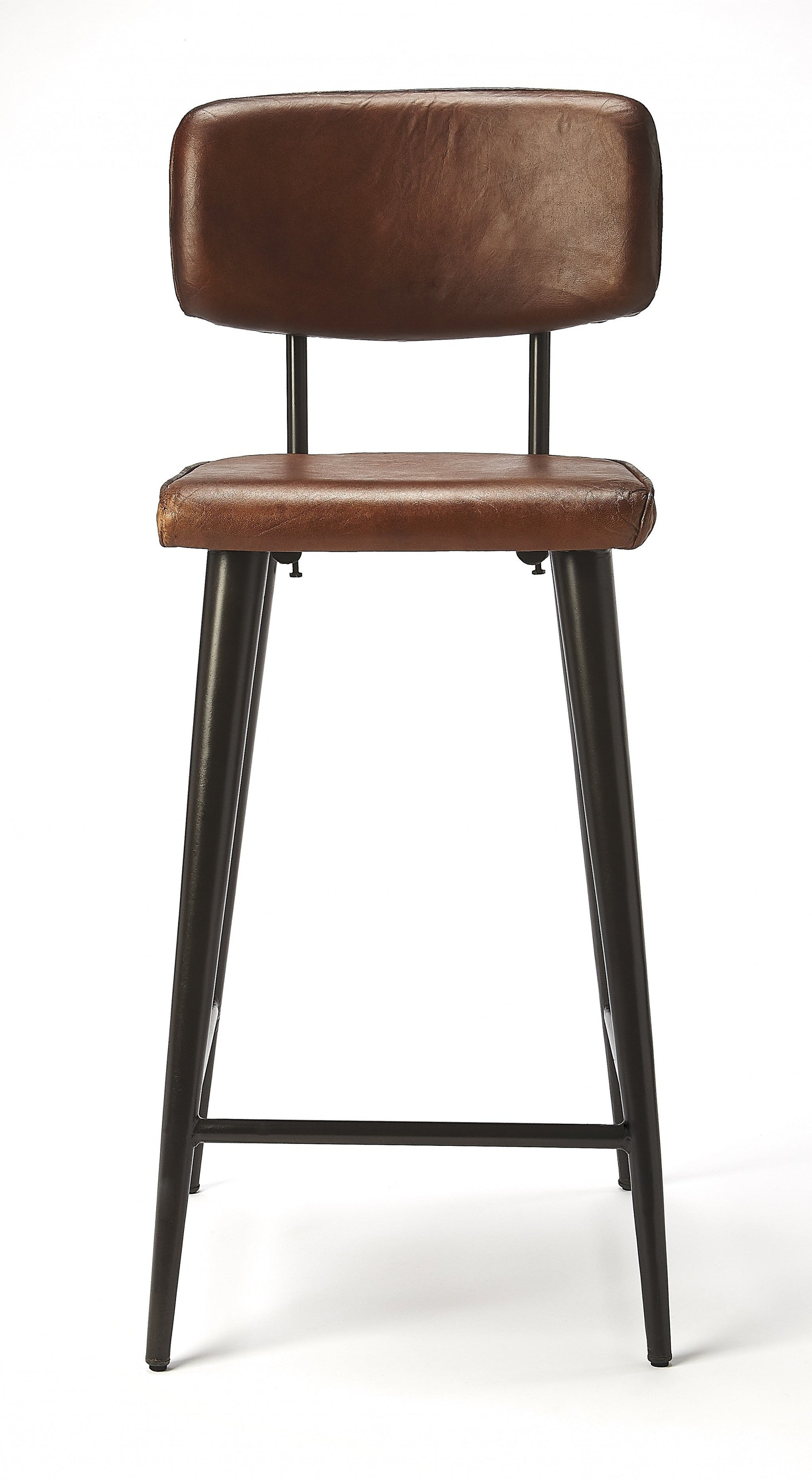 HomeRoots 39" Bar Chair With Footrest in Brown and Black Finish