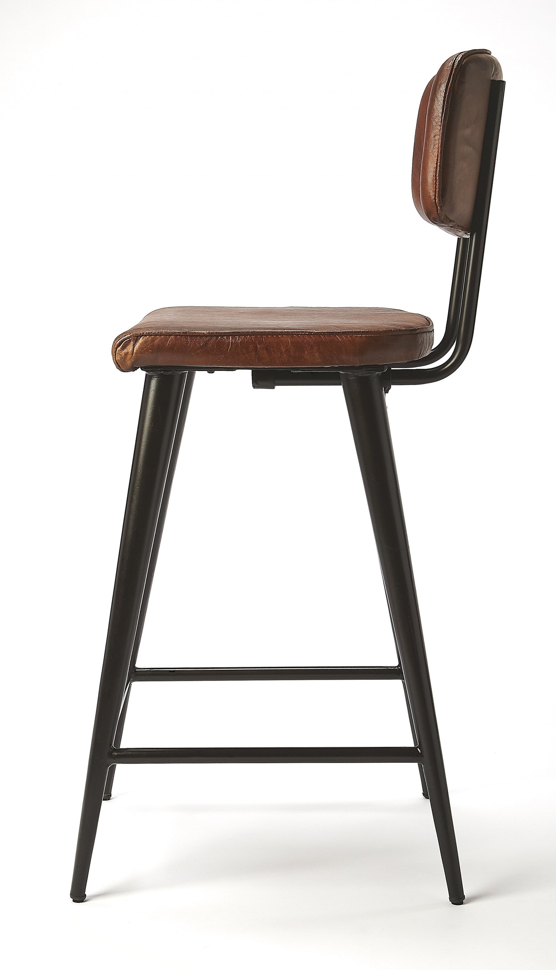 HomeRoots 39" Bar Chair With Footrest in Brown and Black Finish