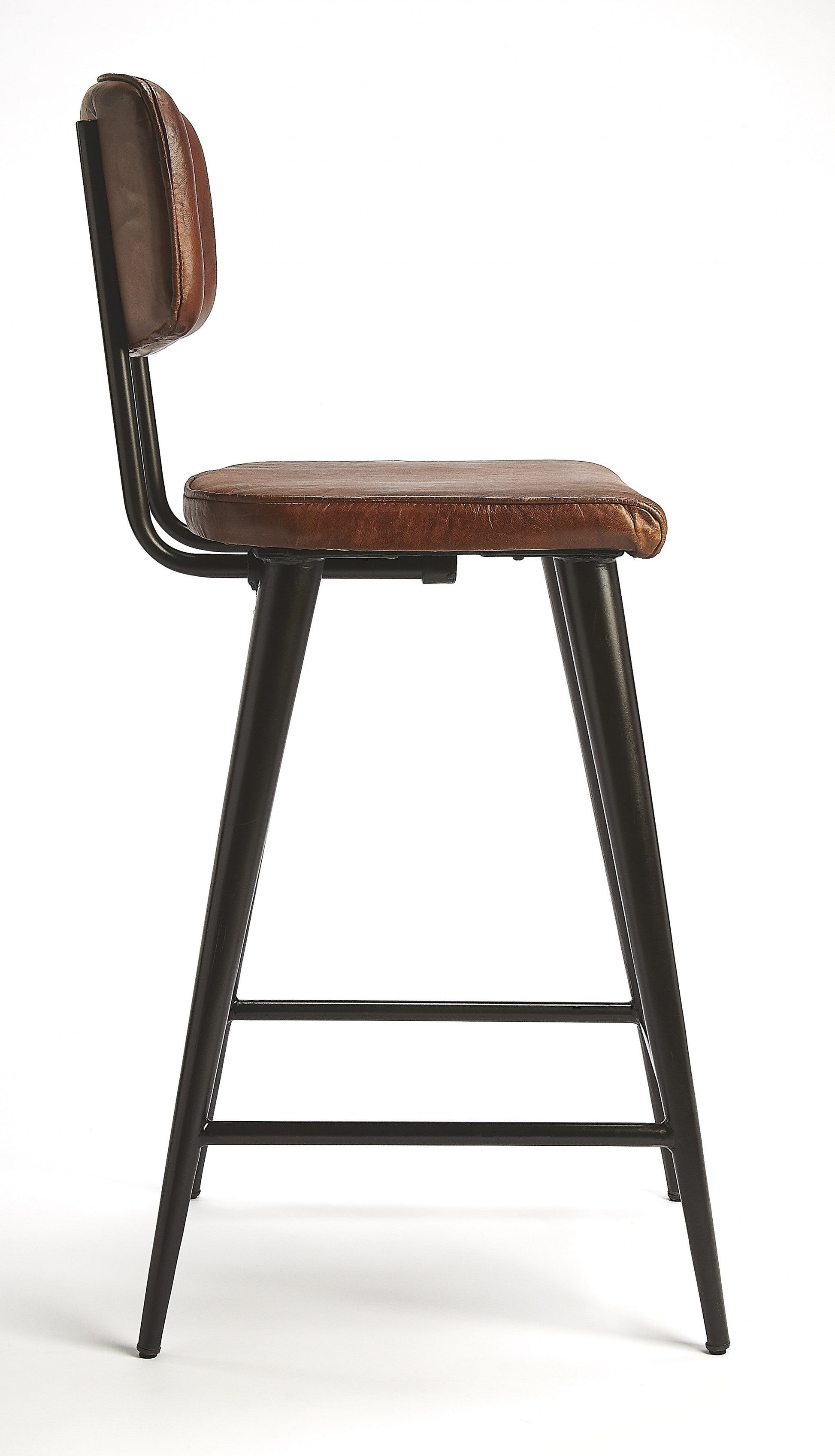 HomeRoots 39" Bar Chair With Footrest in Brown and Black Finish