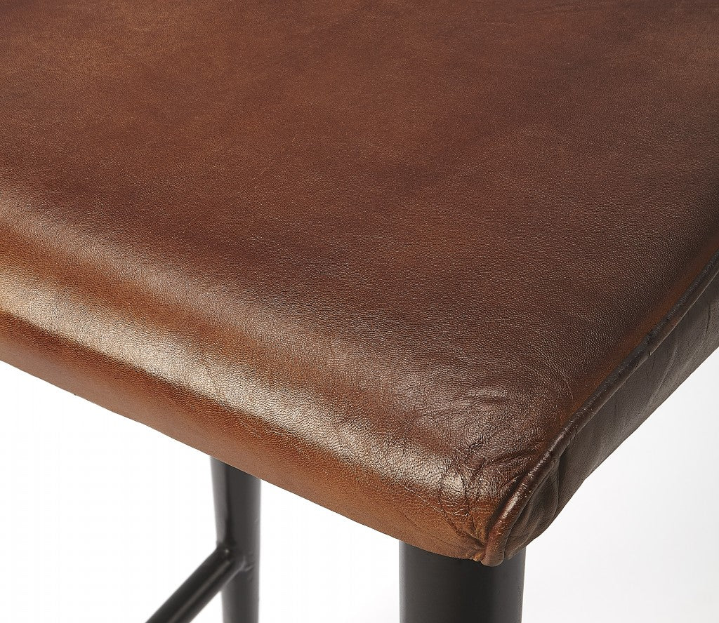 HomeRoots 39" Bar Chair With Footrest in Brown and Black Finish