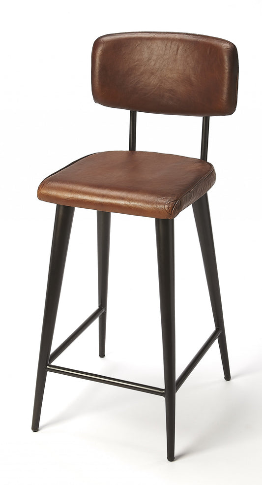 HomeRoots 39" Bar Chair With Footrest in Brown and Black Finish