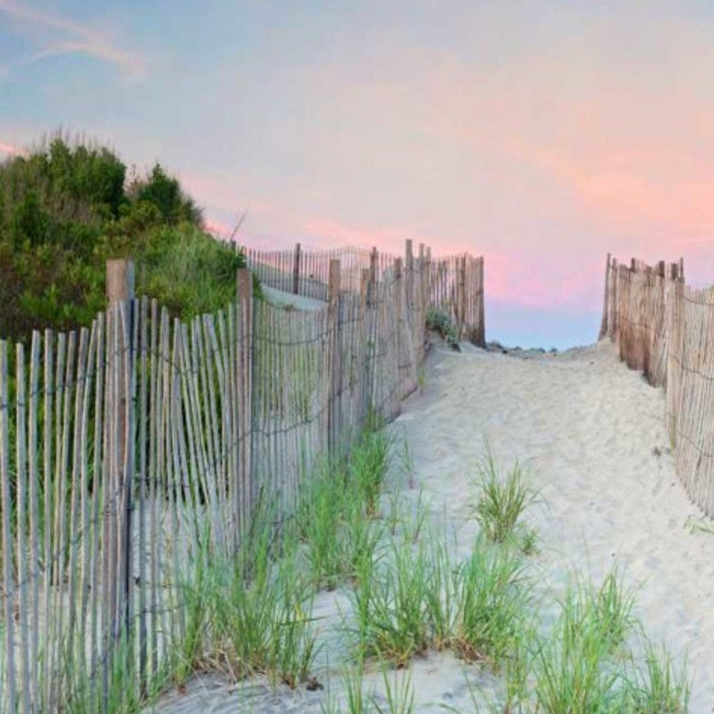 HomeRoots 39" Beach Entrance with Pink Sunset 3 Giclee Wrap Canvas Wall Art