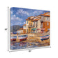 HomeRoots 39" Boats Docked Near Cafes Bright Sunny Day Giclee Wrap Canvas Wall Art