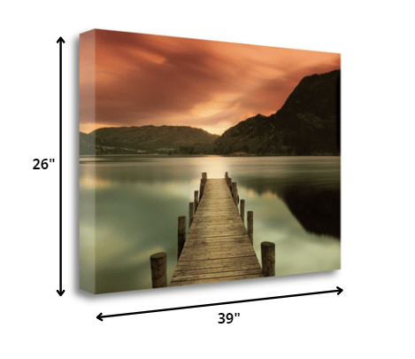 HomeRoots 39" Gorgeous Sunset over the Lake Giclee Wrap Canvas Wall Art