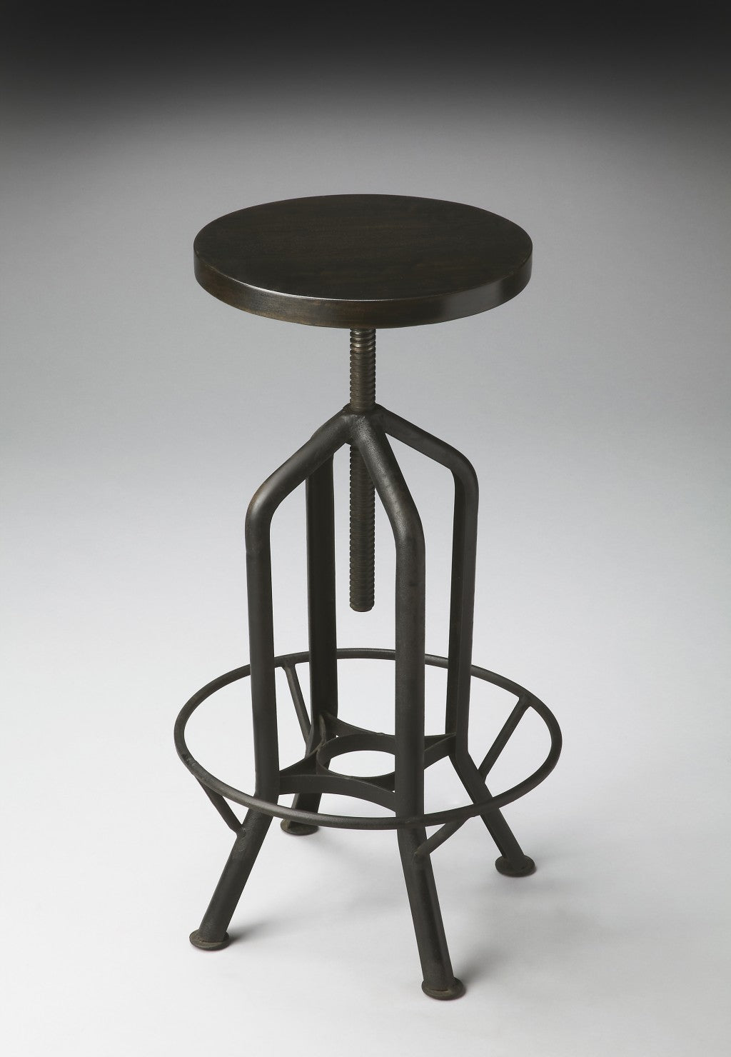 HomeRoots 39" Swivel Backless Bar Chair in Black Finish