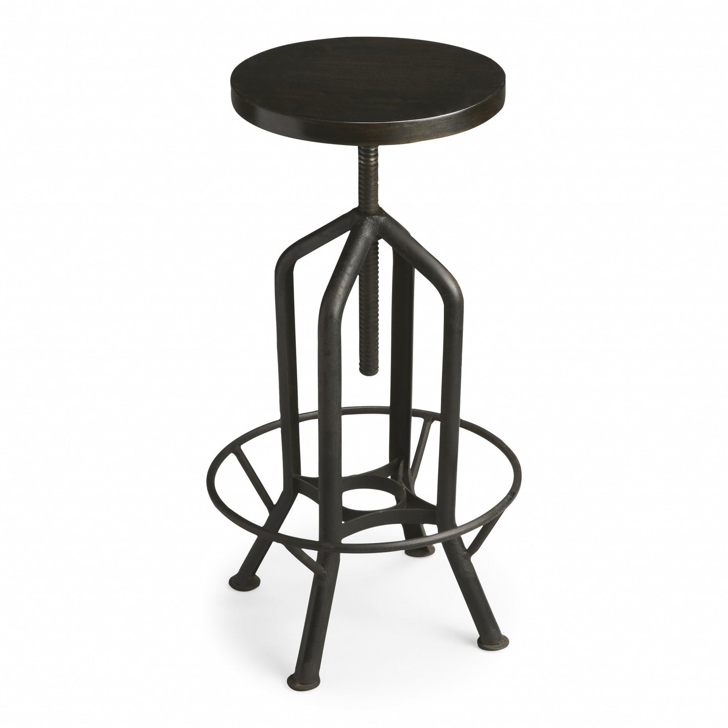 HomeRoots 39" Swivel Backless Bar Chair in Black Finish
