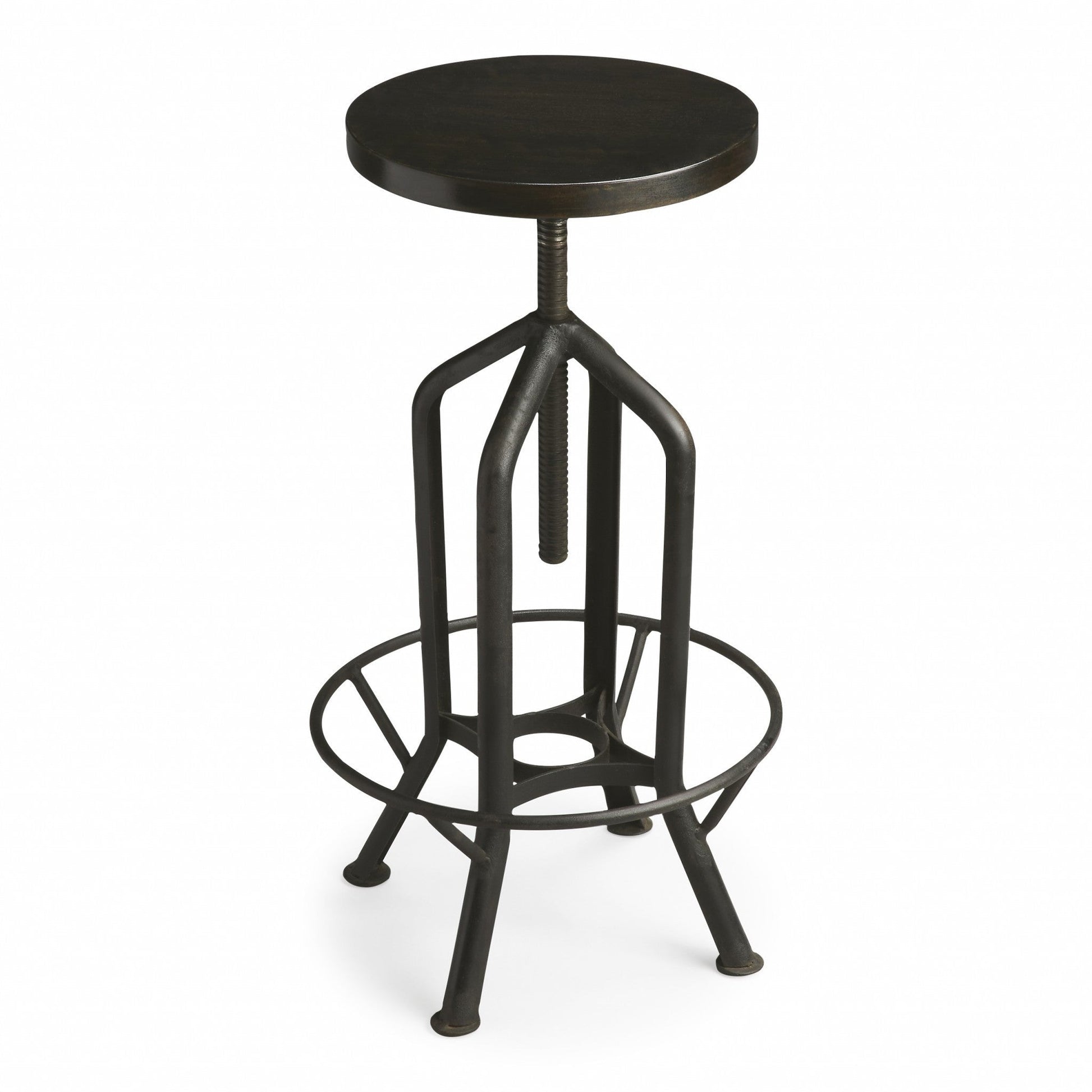 HomeRoots 39" Swivel Backless Bar Chair in Black Finish