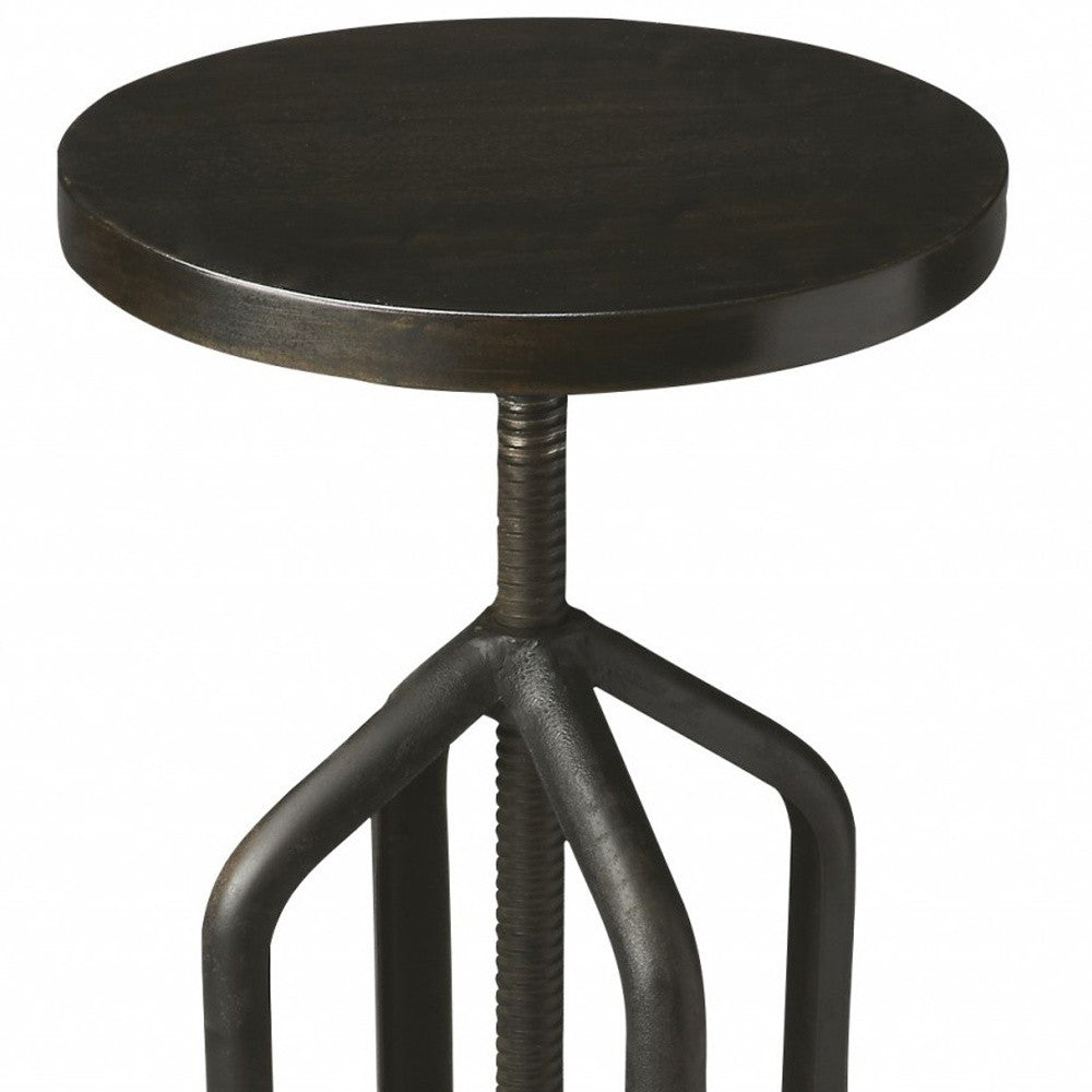 HomeRoots 39" Swivel Backless Bar Chair in Black Finish