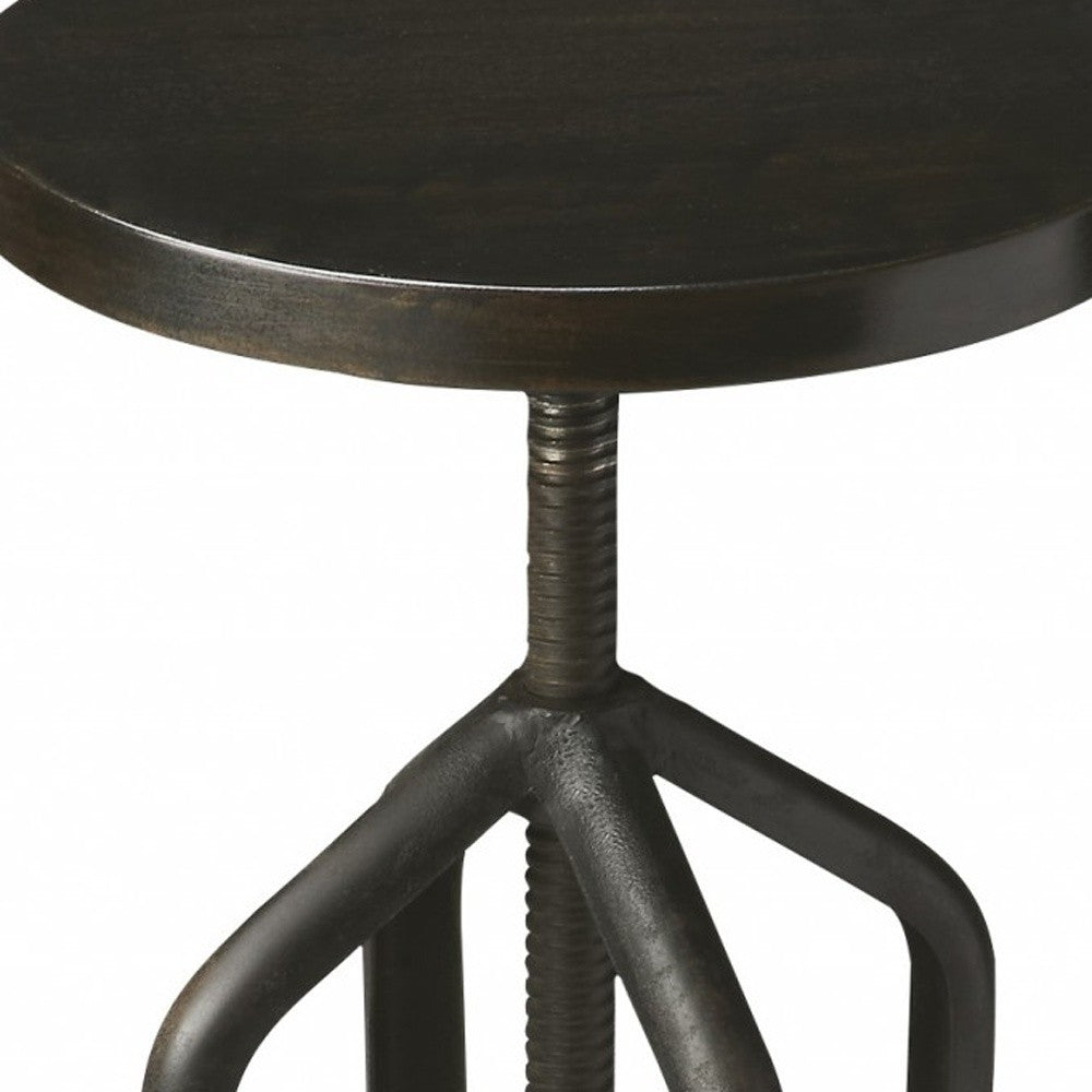 HomeRoots 39" Swivel Backless Bar Chair in Black Finish