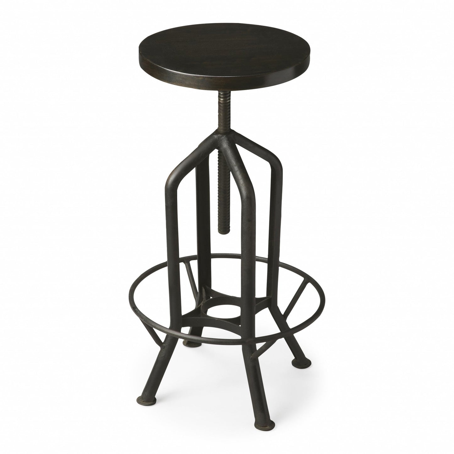 HomeRoots 39" Swivel Backless Bar Chair in Black Finish