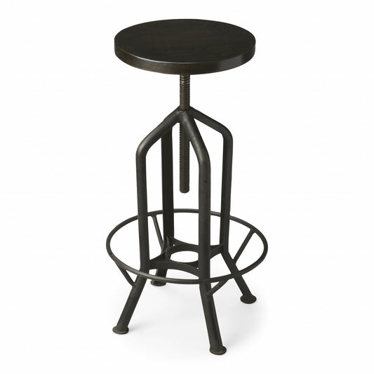 HomeRoots 39" Swivel Backless Bar Chair in Black Finish