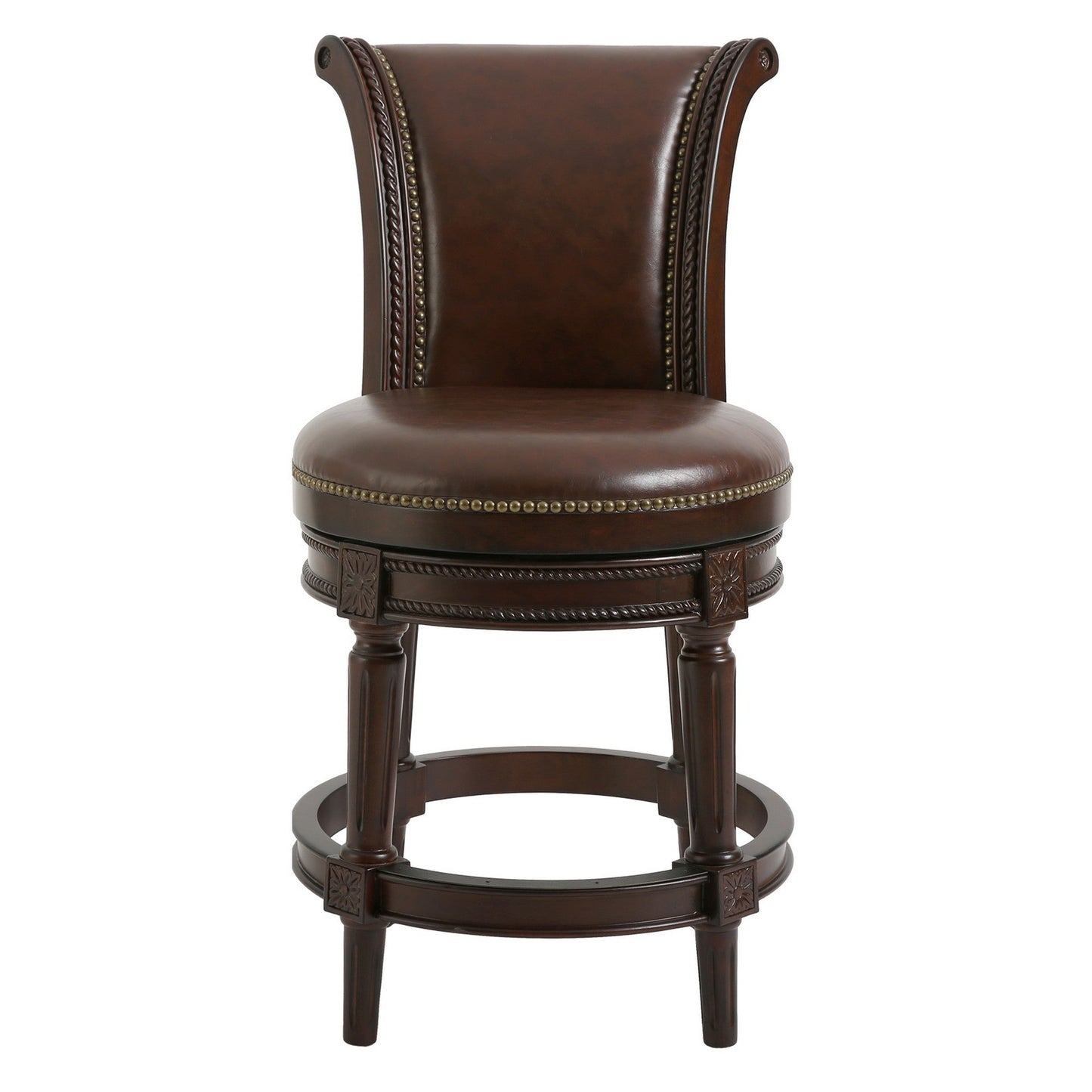 HomeRoots 39" Walnut Hardwood Frame Upholstered Bar Stool