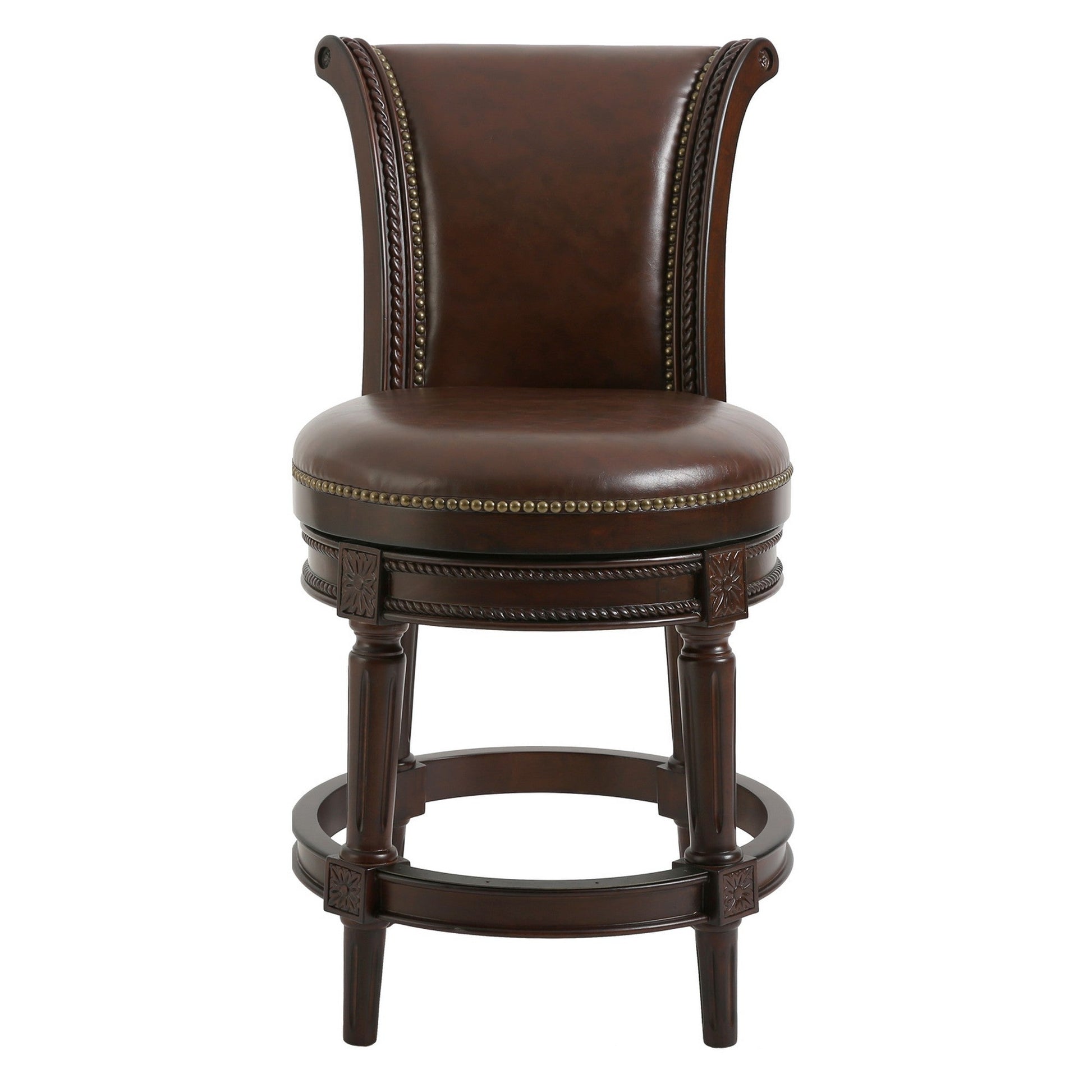 HomeRoots 39" Walnut Hardwood Frame Upholstered Bar Stool