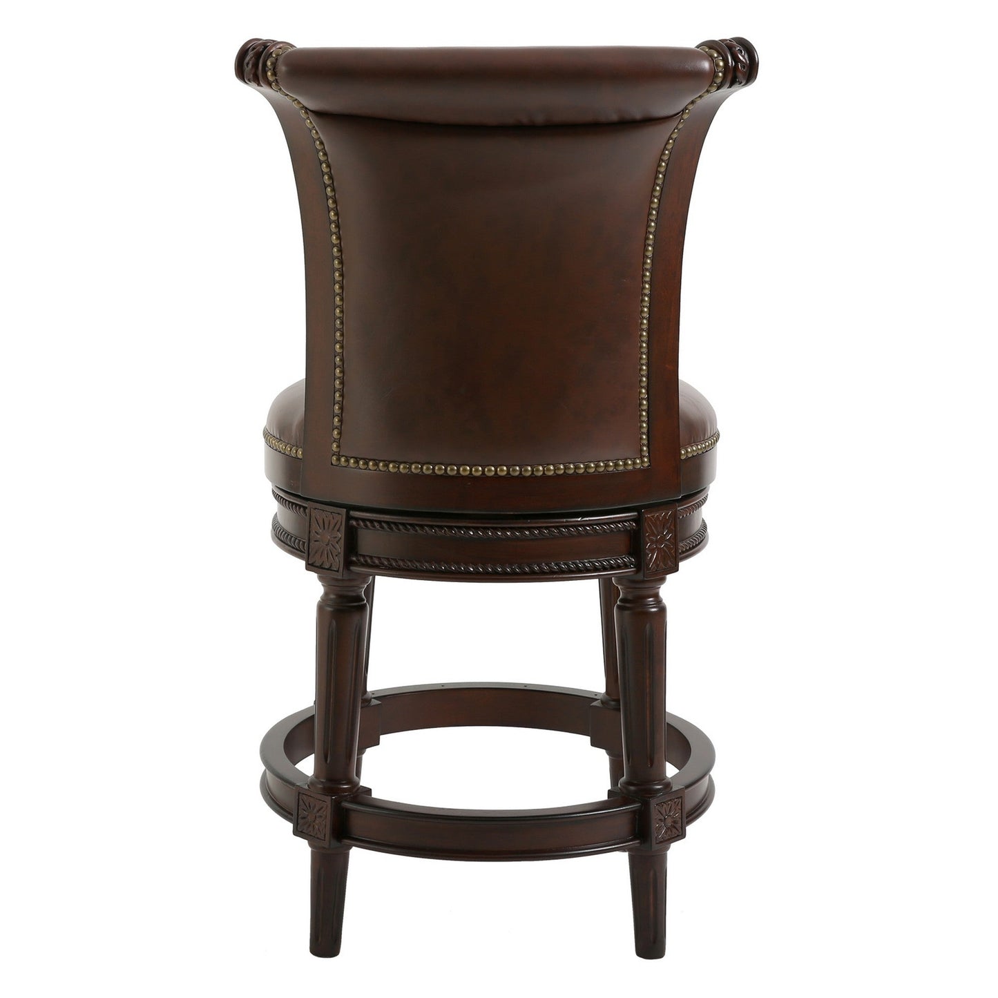 HomeRoots 39" Walnut Hardwood Frame Upholstered Bar Stool