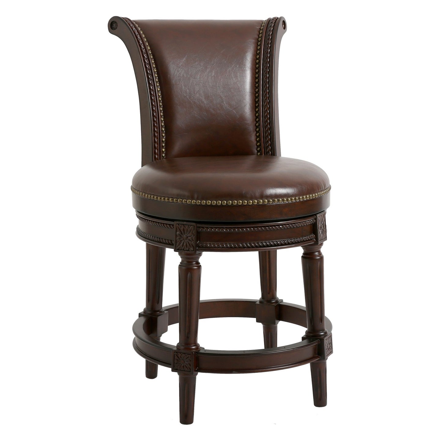 HomeRoots 39" Walnut Hardwood Frame Upholstered Bar Stool