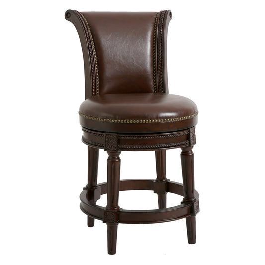 HomeRoots 39" Walnut Hardwood Frame Upholstered Bar Stool