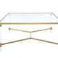 HomeRoots 39" x 39" x 17" Clear Acrylic Gold Stainless Steel And Clear Glass Coffee Table