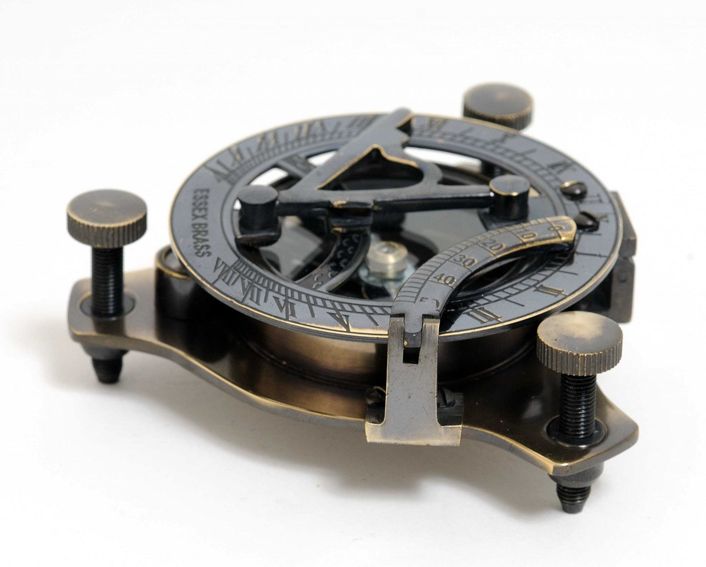 HomeRoots 3.25" x 3.25" x 3.25" Sundial Compass in Wood Box Small