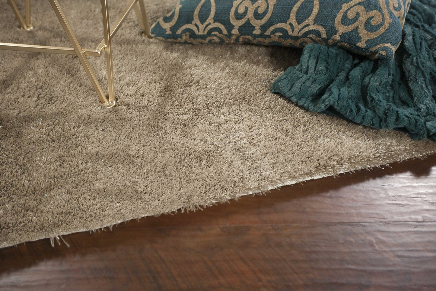HomeRoots 3.3" x 5.3" UV Treated Polyester Area Rug in Sand Finish