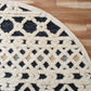 HomeRoots 4' Round Blue and Cream Decorative Area Rug