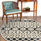 HomeRoots 4' Round Blue and Cream Decorative Area Rug