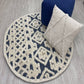 HomeRoots 4' Round Blue and Cream Decorative Area Rug