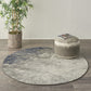HomeRoots 4' Round Charcoal and Ivory Abstract Area Rug