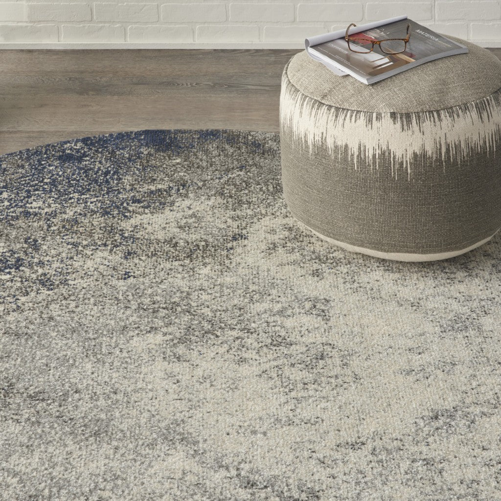 HomeRoots 4' Round Charcoal and Ivory Abstract Area Rug