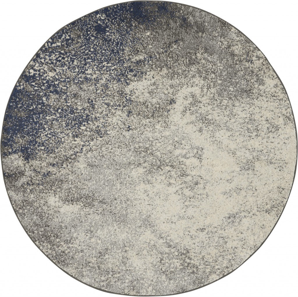 HomeRoots 4' Round Charcoal and Ivory Abstract Area Rug