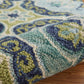 HomeRoots 4’ Round Floral Artwork Area Rug in Green Finish