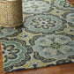 HomeRoots 4’ Round Floral Artwork Area Rug in Green Finish
