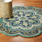 HomeRoots 4’ Round Floral Artwork Area Rug in Green Finish