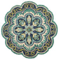 HomeRoots 4’ Round Floral Artwork Area Rug in Green Finish