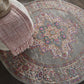 HomeRoots 4’ Round Gray and Gold Medallion Area Rug