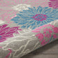 HomeRoots 4’ Round Gray and Pink Tropical Flower Area Rug