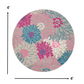 HomeRoots 4’ Round Gray and Pink Tropical Flower Area Rug