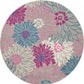 HomeRoots 4’ Round Gray and Pink Tropical Flower Area Rug