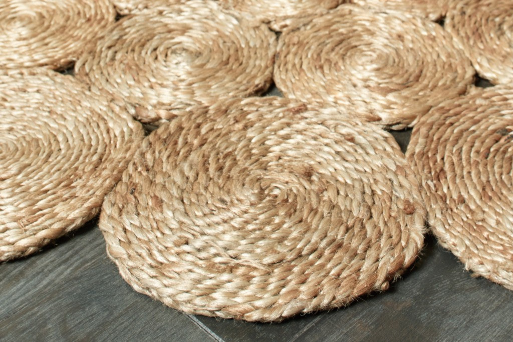 HomeRoots 4’ Round Natural Tan Orbital Area Rug