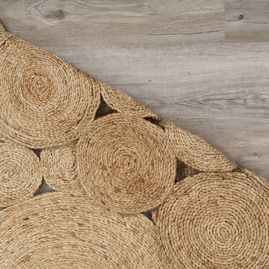 HomeRoots 4’ Round Natural Tan Orbital Area Rug