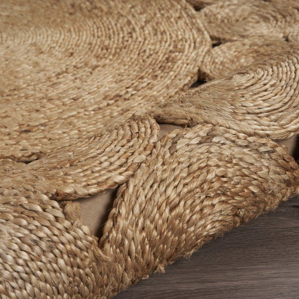 HomeRoots 4’ Round Natural Tan Orbital Area Rug