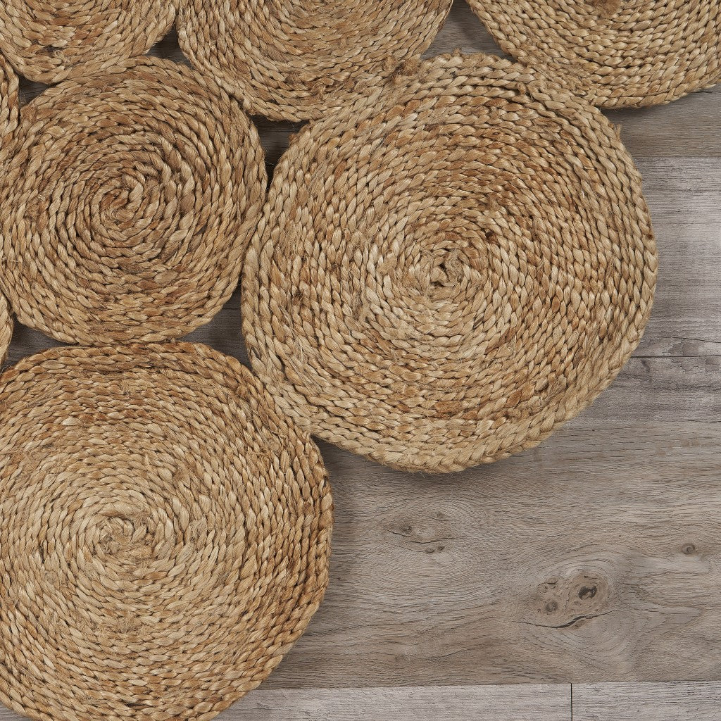 HomeRoots 4’ Round Natural Tan Orbital Area Rug