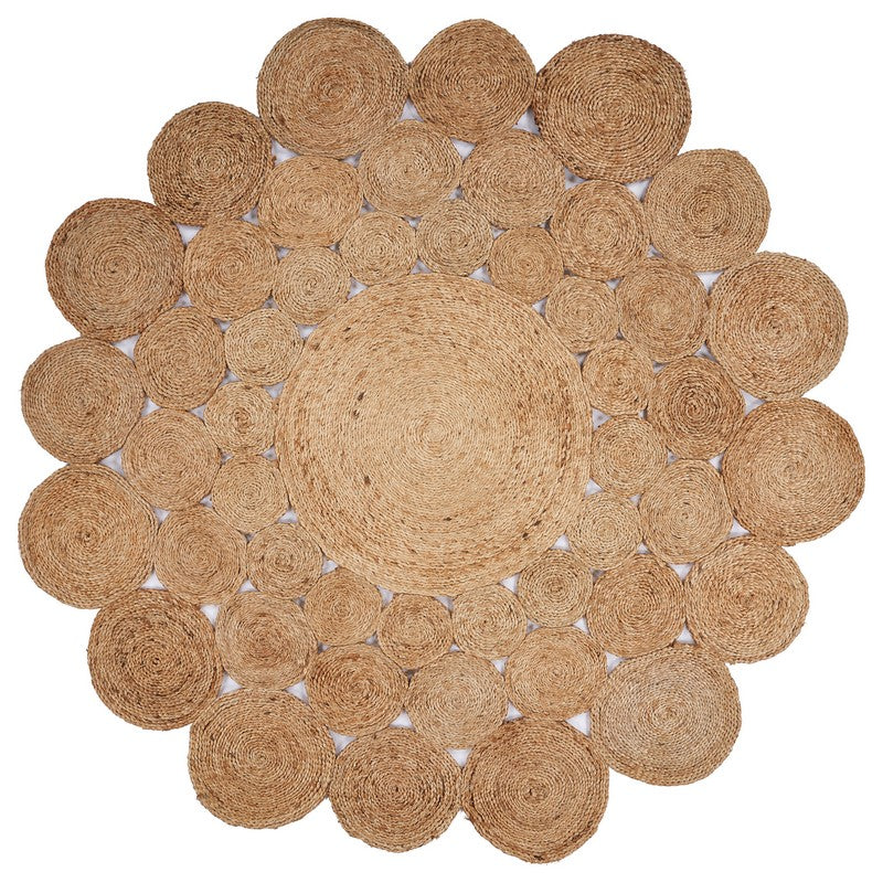 HomeRoots 4’ Round Natural Tan Orbital Area Rug