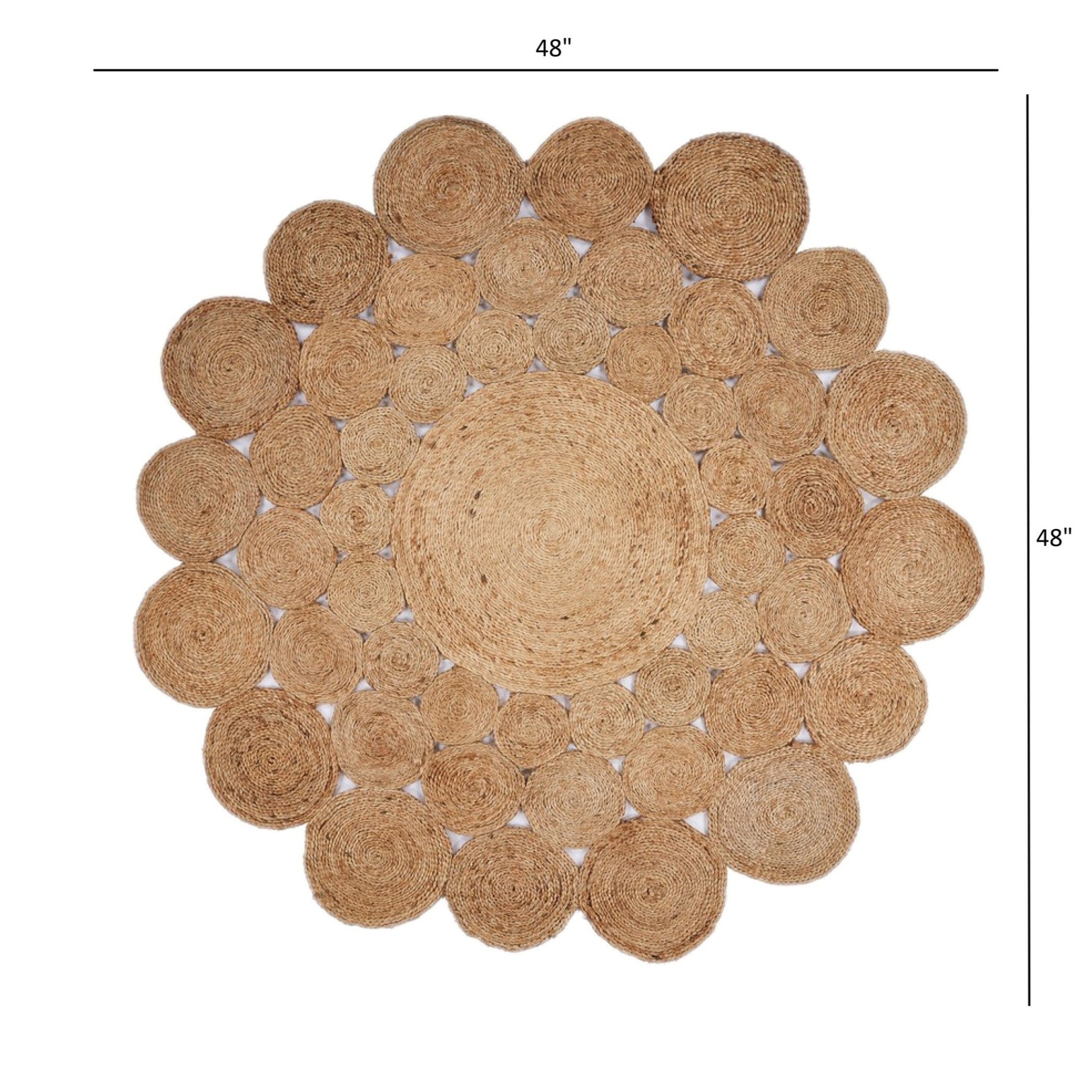 HomeRoots 4’ Round Natural Tan Orbital Area Rug