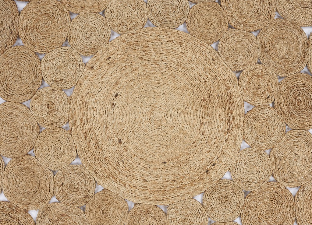 HomeRoots 4’ Round Natural Tan Orbital Area Rug