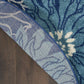 HomeRoots 4' Round Navy and Ivory Floral Area Rug