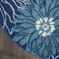 HomeRoots 4' Round Navy and Ivory Floral Area Rug